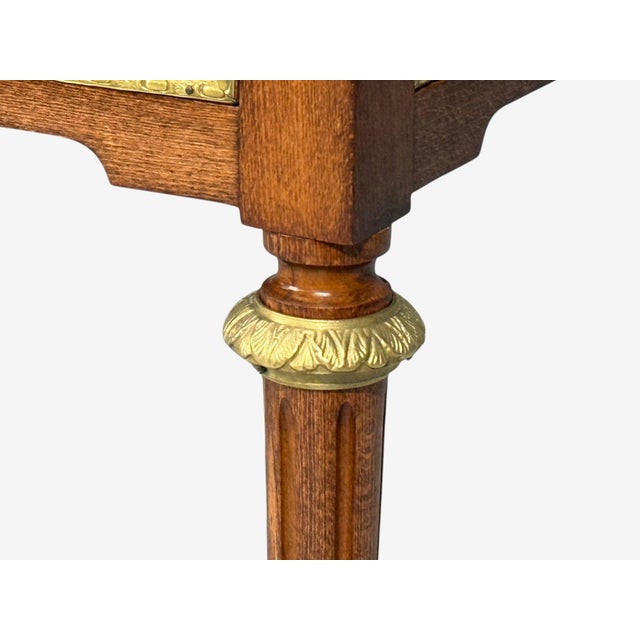 Brown Louis XVI Style, Writing Desk, Bookmatched Walnut, Bronze, France, 1920s For Sale - Image 8 of 11
