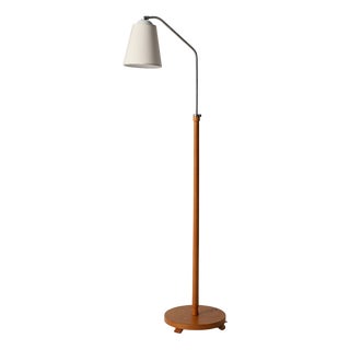 Mid-Century Scandinavian Floor Lamp in Oak and Metal, 1960s For Sale