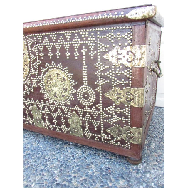 Antique Brass Adorned Zanzibar Trunk For Sale - Image 13 of 18