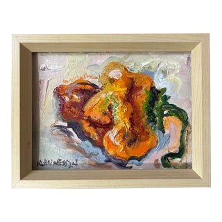 Habanero Chili Pepper #3, Expressionist Still Life Oil Painting, by Van Ness For Sale