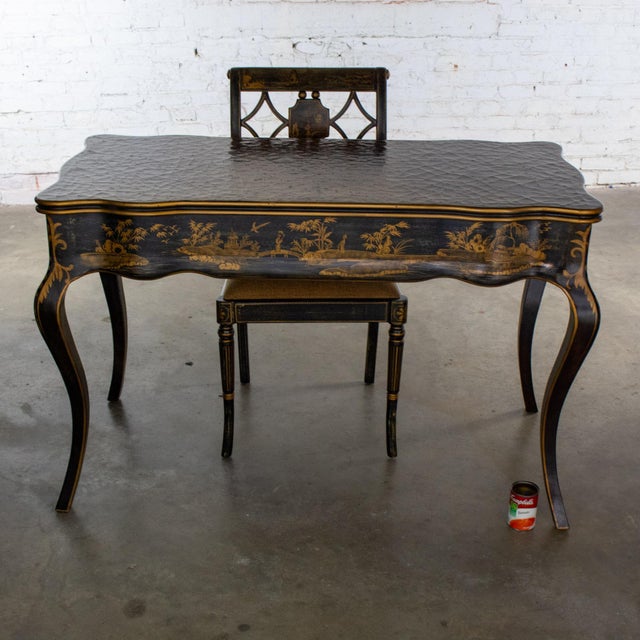 Late 20th Century Chinoiserie French Louis XV Style Ladies Writing Desk and Chair For Sale - Image 18 of 18