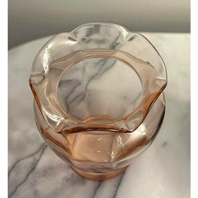 Pink Glass Hand Blown Scalloped Ruffled Vase W/Pontil Mark For Sale - Image 4 of 10