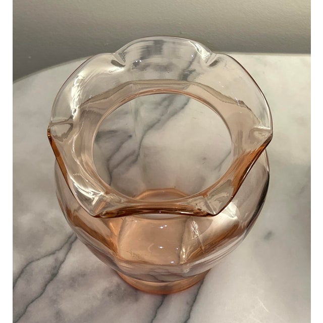 Vintage Scalloped Trim Pink Glass Vase For Sale - Image 4 of 10