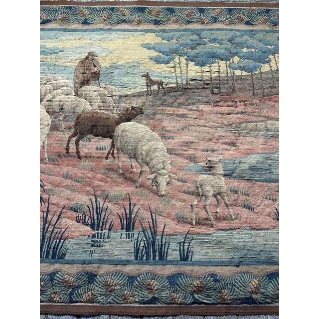 Vintage Handwoven Aubusson Tapestry, 1920s For Sale - Image 3 of 18