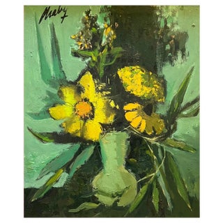 Frank Chabry, Flowers in a Vase, Oil on Masonite For Sale