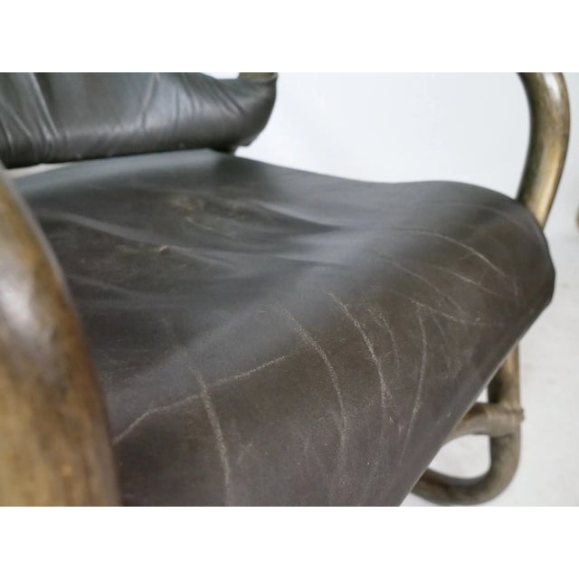 Mid-Century Manila Armchairs in Bamboo and Leather attributed to Horsnæs, 1960s, Set of 2 For Sale - Image 9 of 13