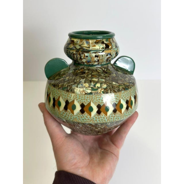 Ceramic Art Deco Mixed Earth Mosaic Vase by Jean Gerbino Vallauris, France, 1955 For Sale - Image 7 of 10