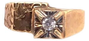 14 Karat Yellow Gold Contemporary Ring With Diamond 0.15 Total Diamond Weight, Size 6.5