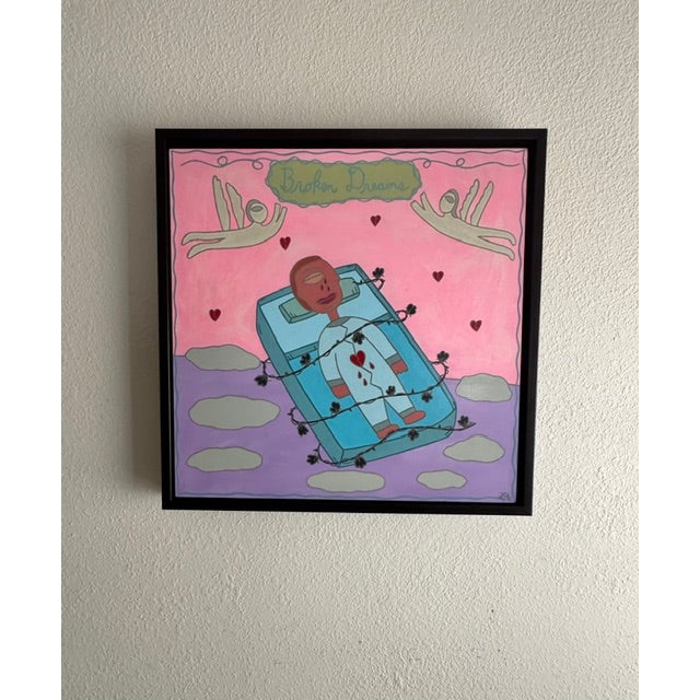 Paint Original Acrylic Folk Art Painting From Renowned Key West Artist 'Broken Dreams' For Sale - Image 7 of 8