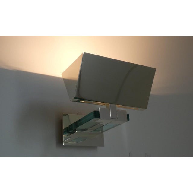 Chrome Steel and Glass Wall Lights by Martini for Fratelli Martin, Italy, 1970s, Set of 4 For Sale - Image 9 of 10