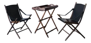 Vintage Campaign Folding Chairs and Tray Table Set