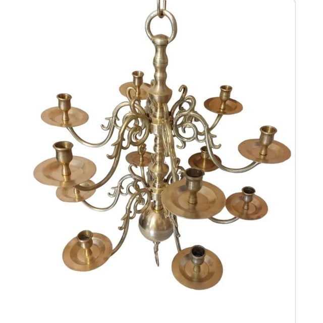 Gold 17th Century Chandelier with 12 Arms Rembrandt Van Rijn, 1650s For Sale - Image 8 of 9