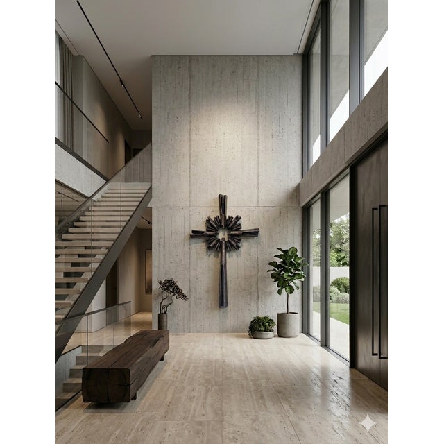 Industrial Wolfgang Haaf, Monumental Brutalist Bronze Cross / Wall Sculpture Attributed to Walter Haaf Germany, 1960s, 1960s, Bronze For Sale - Image 3 of 18
