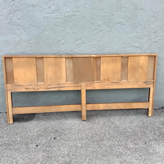 Mid-Century Modern Mid Century Modern Teak and Can King Size Headboard With Gold Accents For Sale - Image 3 of 6