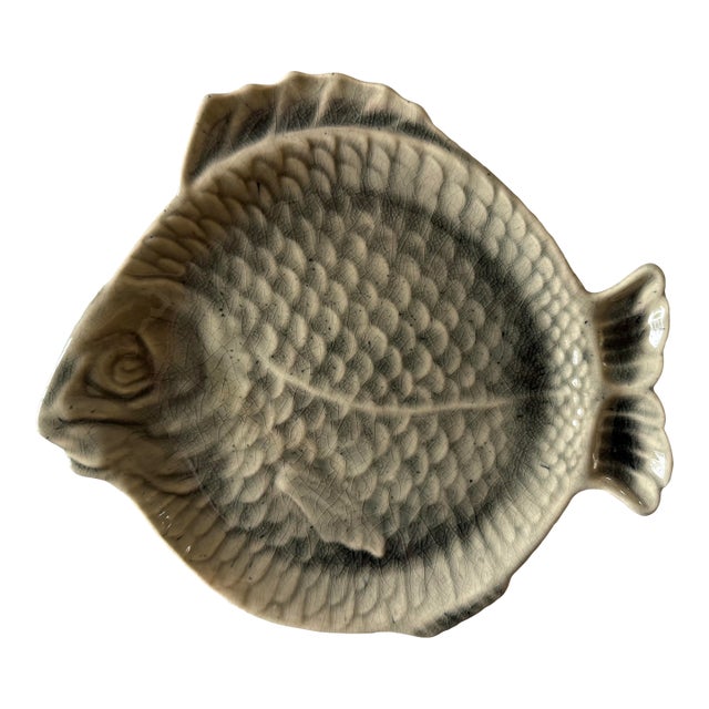 Mid 20th Century Mid Century Modern Glazed Ceramic Fish Small Platter For Sale