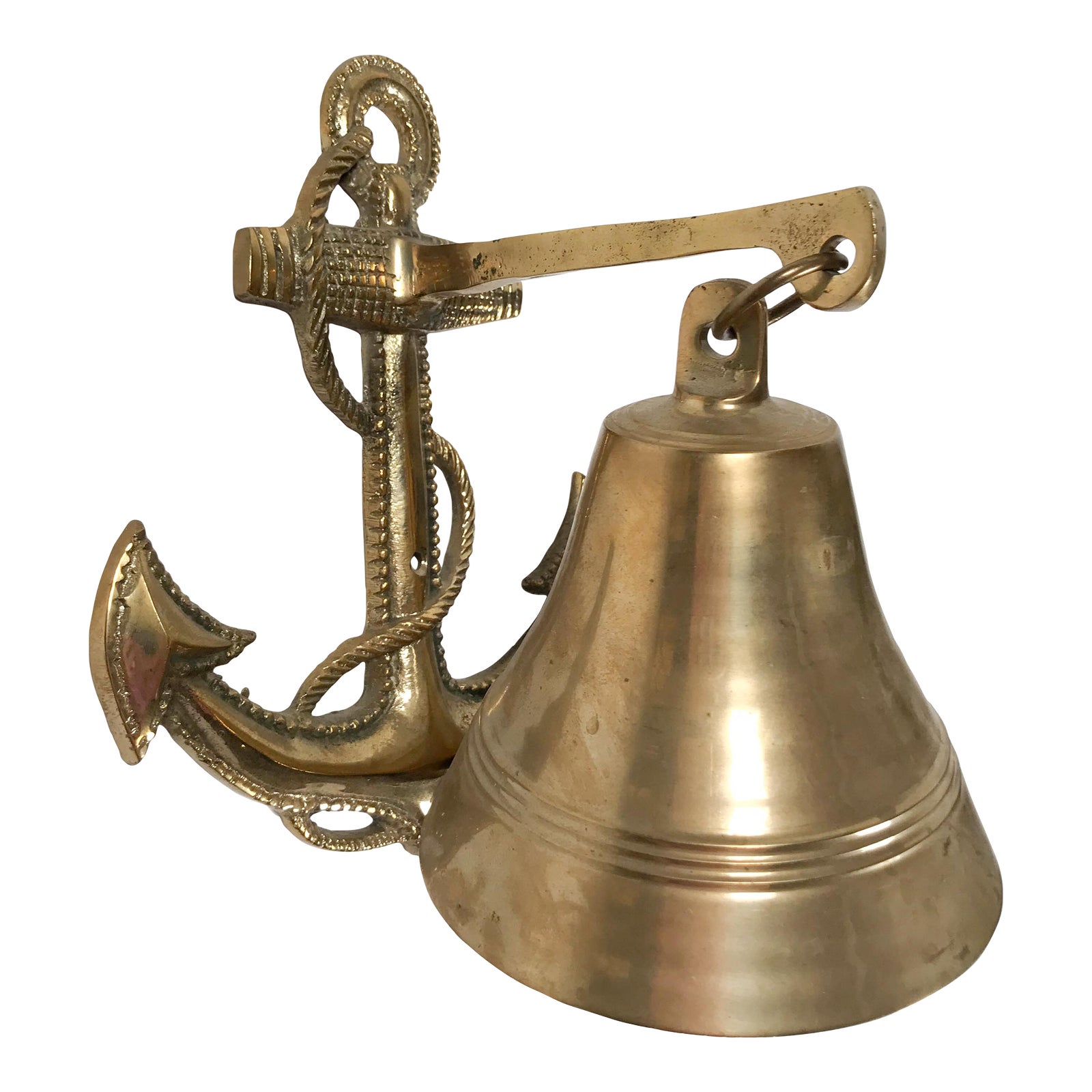 Vintage Anchor Motif Brass Bell | Chairish