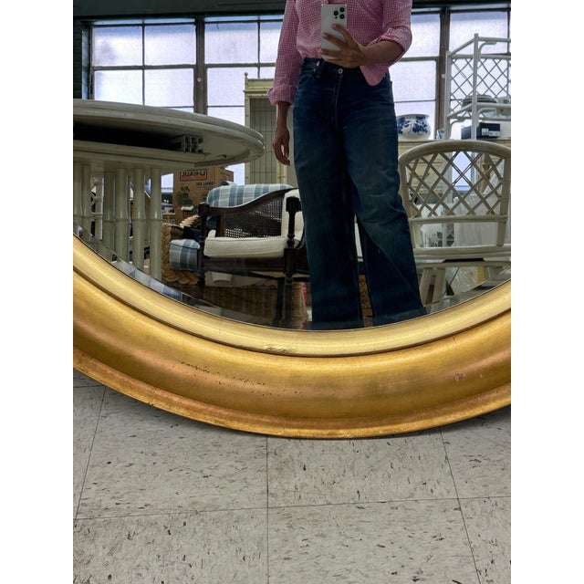 Glass Large Round Hollywood Regency Mid 20th Century 60” Gilded Mirror For Sale - Image 7 of 11
