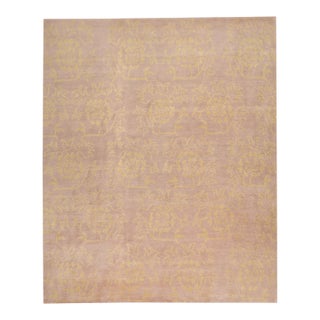 Hand Knotted Borderless Wool & Silk Rug. 8'01" X 10'00" For Sale