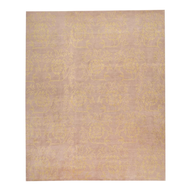 Hand Knotted Borderless Wool & Silk Rug. 8'01" X 10'00" For Sale