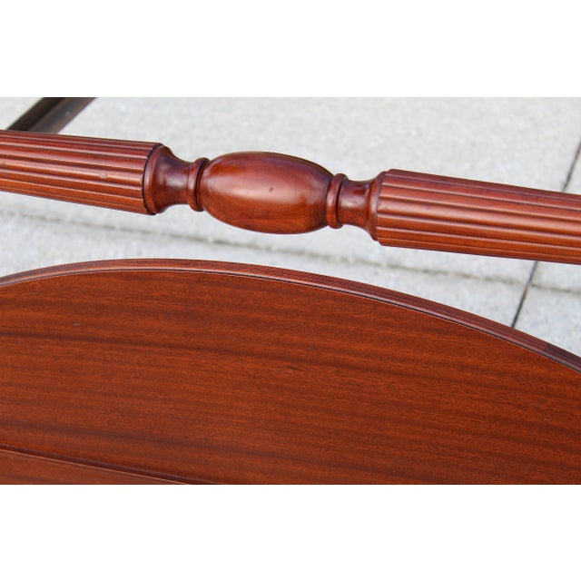 Vintage Solid Mahogany Four Poster Full/Double Bed | Chippendale Inspired | Heirloom Quality With Carved Fluted Columns | 1950s Usa For Sale - Image 9 of 12