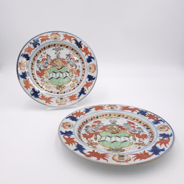 Circa 1750 Early Armorial Plates, China, a Pair For Sale - Image 11 of 11