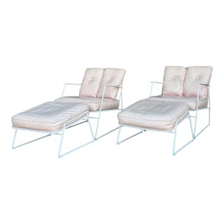 Very Rare Salterini Pair of Lounge Chairs and Ottomans For Sale