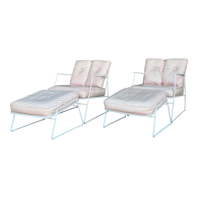 Very Rare Salterini Pair of Lounge Chairs and Ottomans For Sale