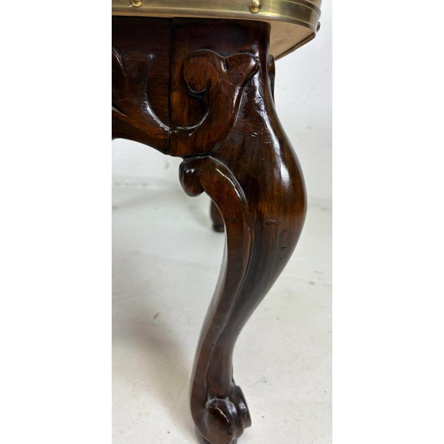 American Vintage Hand Carved Pine and Brass Galley Tray Side Table For Sale - Image 3 of 12