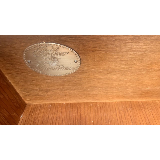 1960s Baker Furniture French Empire Neoclassical Cherry & Brass Nightstands — Pair For Sale - Image 14 of 14