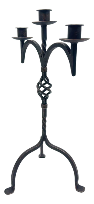 Hand Forged Iron Candelabra 24.5″ (62cm) Bronze Electrostatic Finish Grand Tabletop Centerpiece Wedding Decor