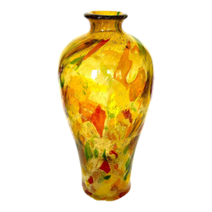 Mid 20th Century Tall Yellow Hand-Blown Glass Bottle in Murano Style