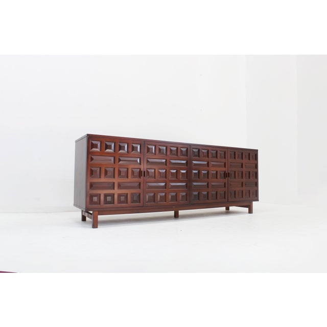 1970s Vintage Brutalist Spanish Credenza, 1970s For Sale - Image 5 of 10