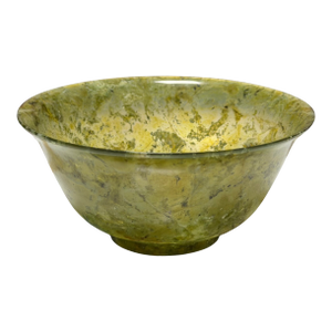 Antique Chinese Transparent Spinach Jade Bowl - 1 of 2