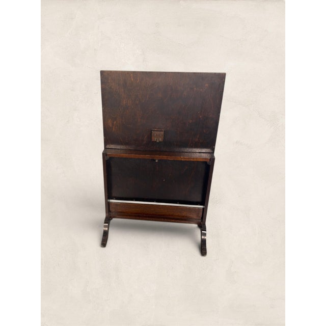 1920s Antique English Oak Metamorphic Tapestry Fireguard and Occasional Table For Sale - Image 5 of 9