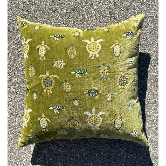 Vintage Boho Velvet Turtle Throw Pillow For Sale - Image 11 of 12