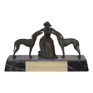 Art Deco Sculpture, 1930s, Wrought Iron on Onyx Base For Sale