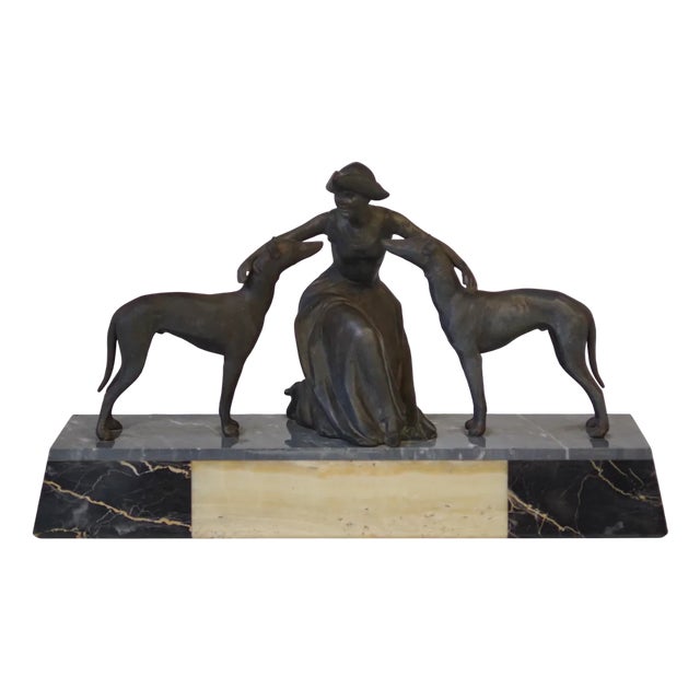 Art Deco Sculpture, 1930s, Wrought Iron on Onyx Base For Sale