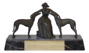 Art Deco Sculpture, 1930s, Wrought Iron on Onyx Base