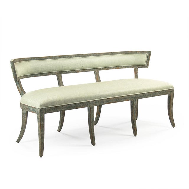 Lorand Sage Silk Bench in Natural Birch Frame For Sale - Image 4 of 4