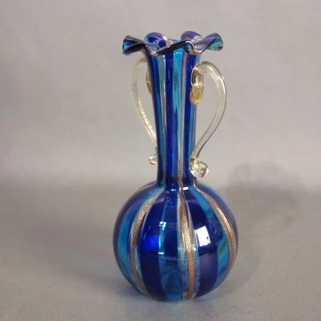 Gold Inlaid Murano Glass Vase, 1950s For Sale - Image 7 of 7