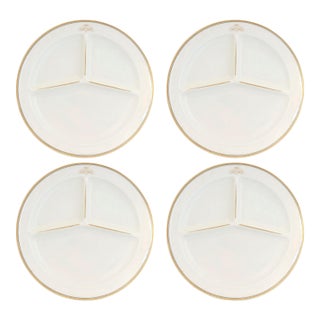 Hotel Astoria Bing & Grondahl Porcelain Divided Dinner Plates, S/4 For Sale