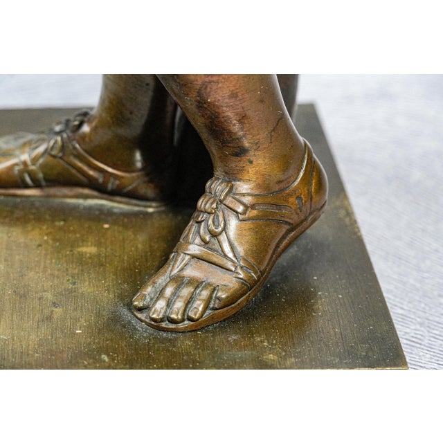 Brown Neoclassical Antique Victorian Bronze Statue Sculpture of Woman For Sale - Image 8 of 16