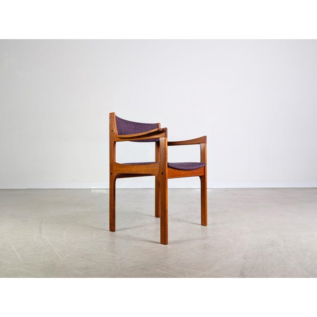Vintage Danish Teak Purple Armchair For Sale - Image 4 of 10