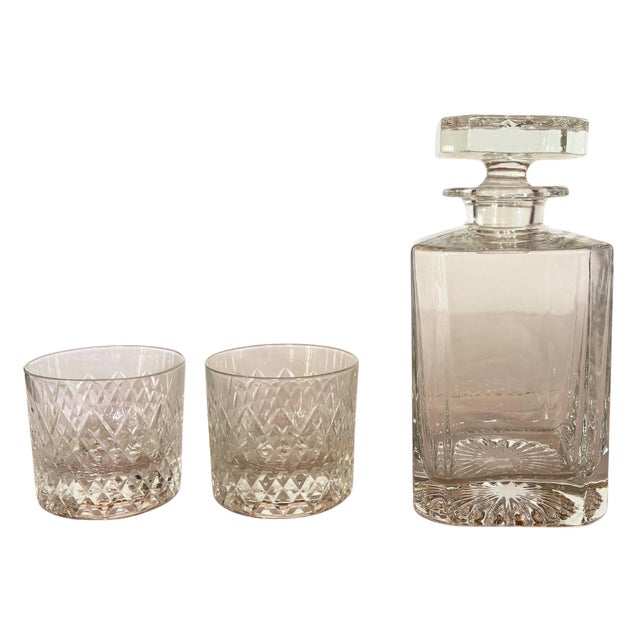 Vintage Decanter and Whiskey Glasses by Cristal De Reims, 1930, Set of 3 For Sale - Image 11 of 11