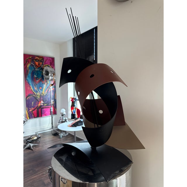 Fantastic original Abstract Welded Metal Table Sculpture by C Jere. This interesting piece is comprised of welded metal...