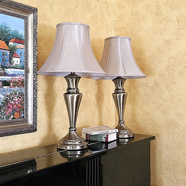 Pair of Vintage Stiffel Brushed Brass Table Lamps With Original Markings, Hollywood Regency Style For Sale - Image 18 of 18