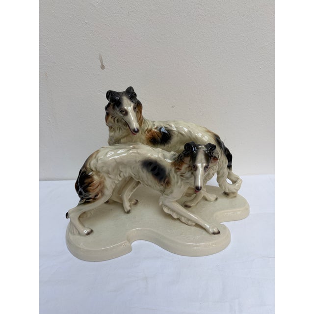 Goldenrod Borzoi Greyhounds Porcelain Figurine by Cortendorf Company, 1950s For Sale - Image 8 of 11