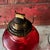Traditional Vintage Red Glass Oil Lamp With Clear Chimney & Brass Wick Holder For Sale - Image 3 of 15