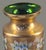 Vintage Bohemian Heavily Gilded High Enamel Floral Green Crystal Art Glass Vase For Sale - Image 4 of 11