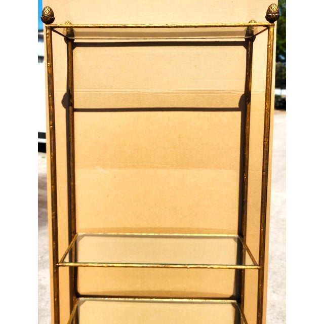 Gilt Iron & Glass Faux Bois Étagère Bookcase Shelf Mid Century For Sale - Image 13 of 13